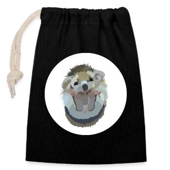 Ida Igel - Closable cotton gift bag (14x20cm) - black - Front