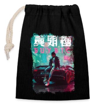 Streetwear Bitcoin Racing Chinois - Sac cadeau en coton avec cordon (14 x 20 cm) - noir - Devant