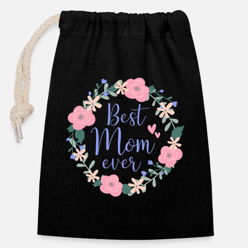Best Mom Ever - Purple - Closable cotton gift bag (14x20cm) - black