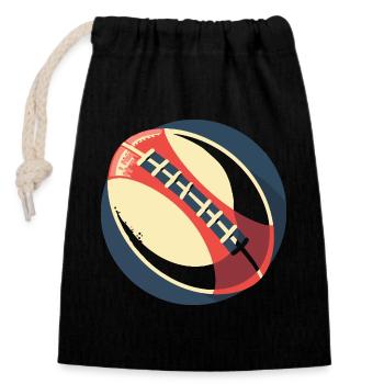 Rugby Ball Graphic - Closable cotton gift bag (14x20cm) - black - Front