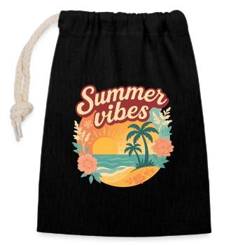 Summer Vibes,Chemise d’été - Sac cadeau en coton avec cordon (14 x 20 cm) - noir - Devant