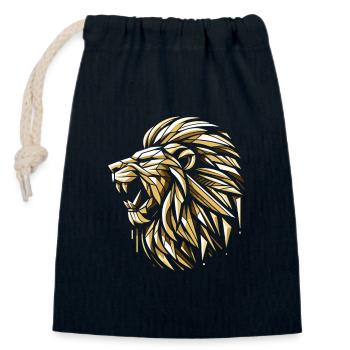 Lion rugit Or Doré Géométrique Cadeau - Sac cadeau en coton avec cordon (14 x 20 cm) - bleu marine - Devant