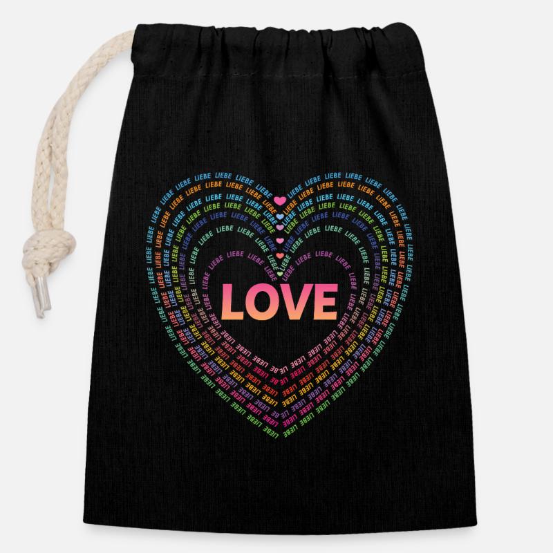 Love. - Closable cotton gift bag (14x20cm) - black