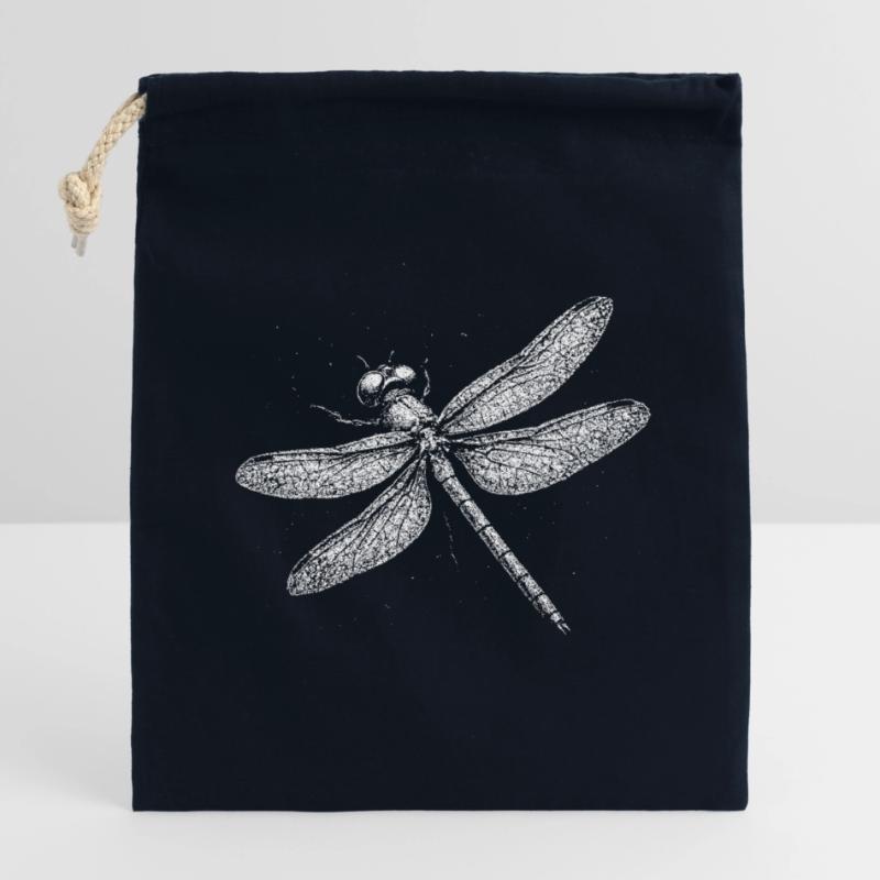 Libellule Sac cadeau en coton avec cordon (14 x 20 cm)