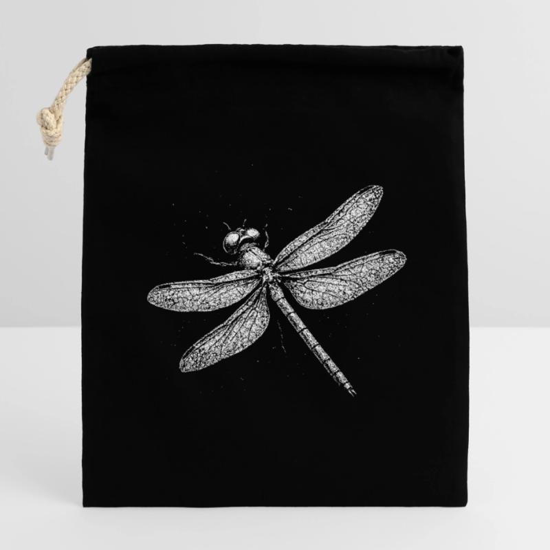 Libellule Sac cadeau en coton avec cordon (14 x 20 cm)