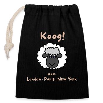 Koog statt London Paris New York - Verschließbarer Geschenkbeutel aus Baumwolle (14x20cm) - Schwarz - Vorne