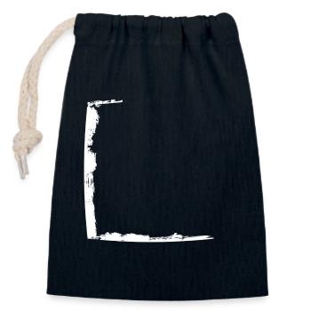 Half frame dirty white - Closable cotton gift bag (14x20cm) - navy - Front