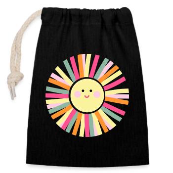 Sunshine puts you in a good mood, colorful sun - Closable cotton gift bag (14x20cm) - black - Front