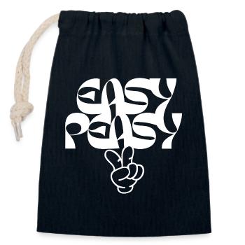 Geste paisible de la main avec une typographie artistique - Sac cadeau en coton avec cordon (14 x 20 cm) - bleu marine - Devant
