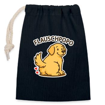 Flauschpopo – Süßer Hund mit fluffigem Po - Verschließbarer Geschenkbeutel aus Baumwolle (14x20cm) - Navy - Vorne