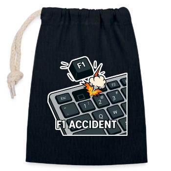 F1-Unfall - lustiges Wortspiel - Verschließbarer Geschenkbeutel aus Baumwolle (14x20cm) - Navy - Vorne