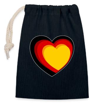 3D heart in black, red and gold - Closable cotton gift bag (14x20cm) - navy - Front