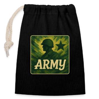 Armee Soldaten Design - Verschließbarer Geschenkbeutel aus Baumwolle (14x20cm) - Schwarz - Vorne
