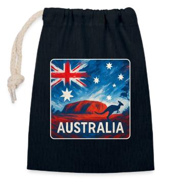Australia Outback Design - Closable cotton gift bag (14x20cm) - navy - Front