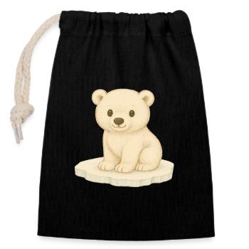 Nordic Arctic - Polar Bear - Closable cotton gift bag (14x20cm) - black - Front