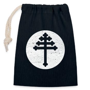 Maronite Cross in White Circle - Closable cotton gift bag (14x20cm) - navy - Front