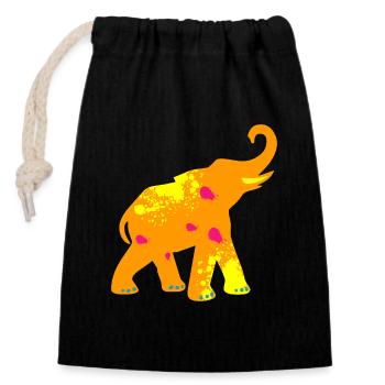 Elefant Yoga Kleckse Sprenkel Yoga Indien Holi om - Verschließbarer Geschenkbeutel aus Baumwolle (14x20cm) - Schwarz - Vorne