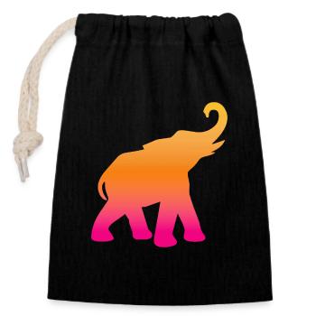 Elefant Verlauf Yoga farbenfroh Indien Meditation - Verschließbarer Geschenkbeutel aus Baumwolle (14x20cm) - Schwarz - Vorne