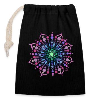 Mandala Liebe - Verschließbarer Geschenkbeutel aus Baumwolle (14x20cm) - Schwarz - Vorne