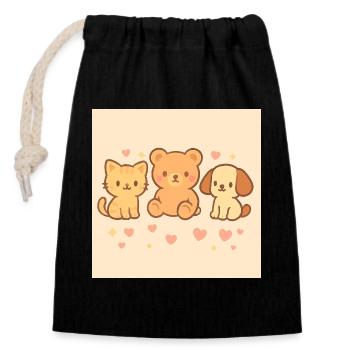 Dessin de bande dessinée mignon. - Sac cadeau en coton avec cordon (14 x 20 cm) - noir - Devant