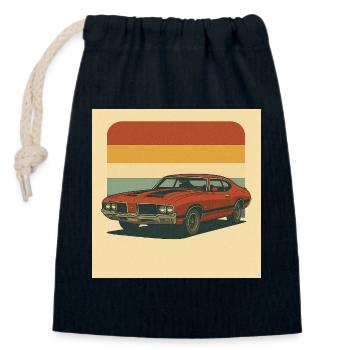 Retro Muscle Car Sonnengruß Design - Verschließbarer Geschenkbeutel aus Baumwolle (14x20cm) - Navy - Vorne
