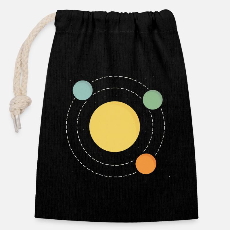 Sonnen-Orbit Abstrakt Druckdesign - Verschließbarer Geschenkbeutel aus Baumwolle (14x20cm) - Schwarz