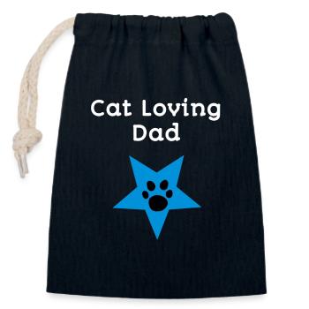 Cat loving Dad - Verschließbarer Geschenkbeutel aus Baumwolle (14x20cm) - Navy - Vorne