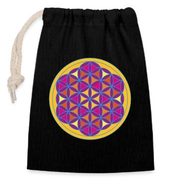 Yoga Flower of Life Meditation spirituell om Kreis - Verschließbarer Geschenkbeutel aus Baumwolle (14x20cm) - Schwarz - Vorne