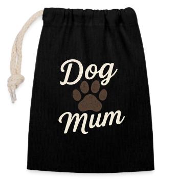 Dog mum - Verschließbarer Geschenkbeutel aus Baumwolle (14x20cm) - Schwarz - Vorne