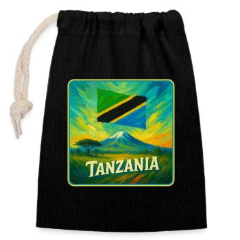 Tanzania Flag Design - Closable cotton gift bag (14x20cm) - black - Front