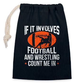 Football and Wrestling Clash Design - Closable cotton gift bag (14x20cm) - navy - Front