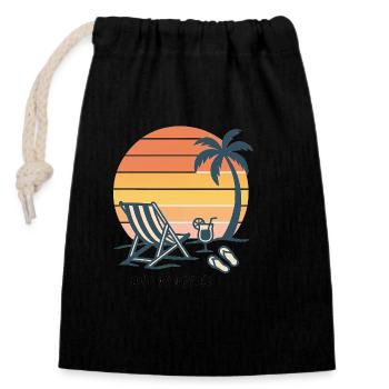 Sonnenuntergang Strand Urlaub Illustration - Verschließbarer Geschenkbeutel aus Baumwolle (14x20cm) - Schwarz - Vorne