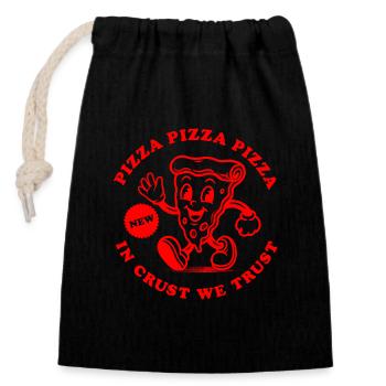 Pizza In Crust we trust Pizza Baker Delivery Service - Closable cotton gift bag (14x20cm) - black - Front