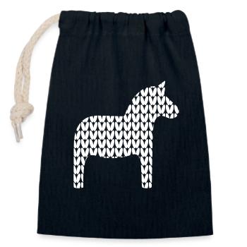 Dala Horse Knitting Pattern Cozy Hygge Horse Scandi - Closable cotton gift bag (14x20cm) - navy - Front