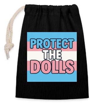 Protect The Dolls - Verschließbarer Geschenkbeutel aus Baumwolle (14x20cm) - Schwarz - Vorne