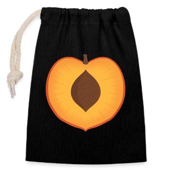 Vibrant Peach with Seed Detail - Closable cotton gift bag (14x20cm) - black - Front