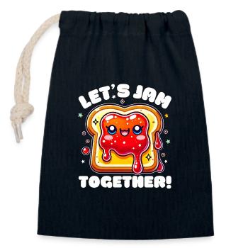 Cute Cartoon Toast Let's Jam Together Breakfast - Closable cotton gift bag (14x20cm) - navy - Front