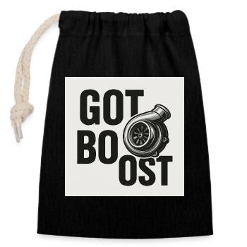 Motorsport Turbo Lettering Design - Closable cotton gift bag (14x20cm) - black - Front