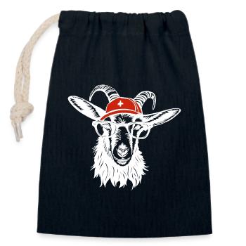Switzerland Geissbock white - Verschließbarer Geschenkbeutel aus Baumwolle (14x20cm) - Navy - Vorne