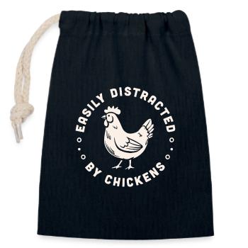 Poule poulet humour animaux de la ferme drôle - Sac cadeau en coton avec cordon (14 x 20 cm) - bleu marine - Devant