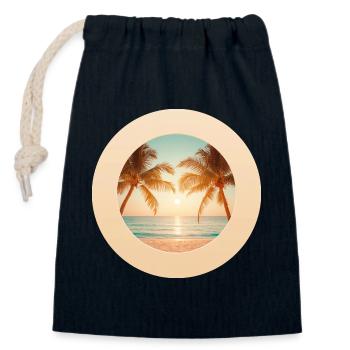 Sunset on the palm beach - Closable cotton gift bag (14x20cm) - navy - Front
