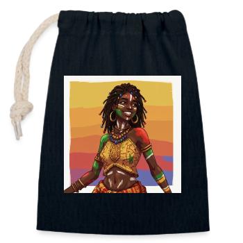 Kulturelles und buntes Afro-Afrika-Mädchen - Verschließbarer Geschenkbeutel aus Baumwolle (14x20cm) - Navy - Vorne