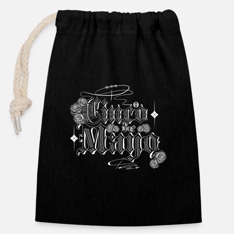 Lettrage emblématique de style graffiti - Sac cadeau en coton avec cordon (14 x 20 cm) - noir