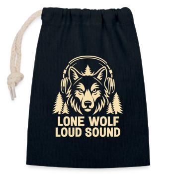 Einsamer Wolf mit Kopfhörer und Natur - Verschließbarer Geschenkbeutel aus Baumwolle (14x20cm) - Navy - Vorne