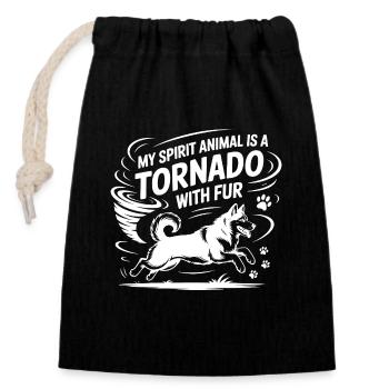 Tornado mit Fell Hundeliebhaber Lustiges Geistertier - Verschließbarer Geschenkbeutel aus Baumwolle (14x20cm) - Schwarz - Vorne