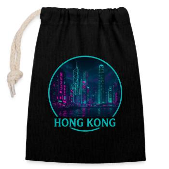 Hong Kong Souvenir Cyberpunk - Closable cotton gift bag (14x20cm) - black - Front