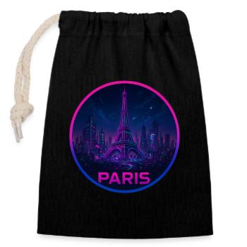 Paris Souvenir Cyberpunk - Sac cadeau en coton avec cordon (14 x 20 cm) - noir - Devant