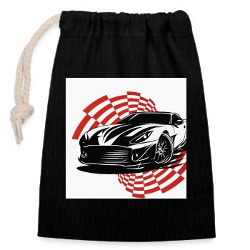 Ein Sportwagen mit dynamischem Stil - Verschließbarer Geschenkbeutel aus Baumwolle (14x20cm) - Schwarz - Vorne