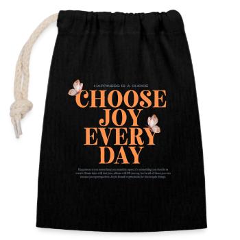 Choose joy every day - Verschließbarer Geschenkbeutel aus Baumwolle (14x20cm) - Schwarz - Vorne