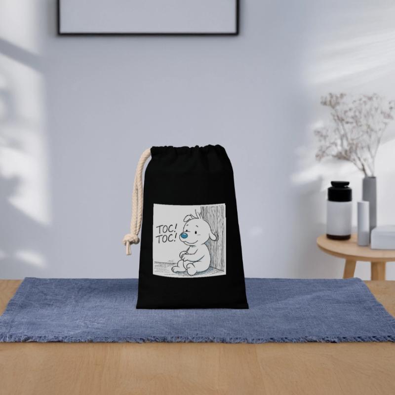 Idéfix Frappe Toc Toc Toc Sac cadeau en coton avec cordon (14 x 20 cm)